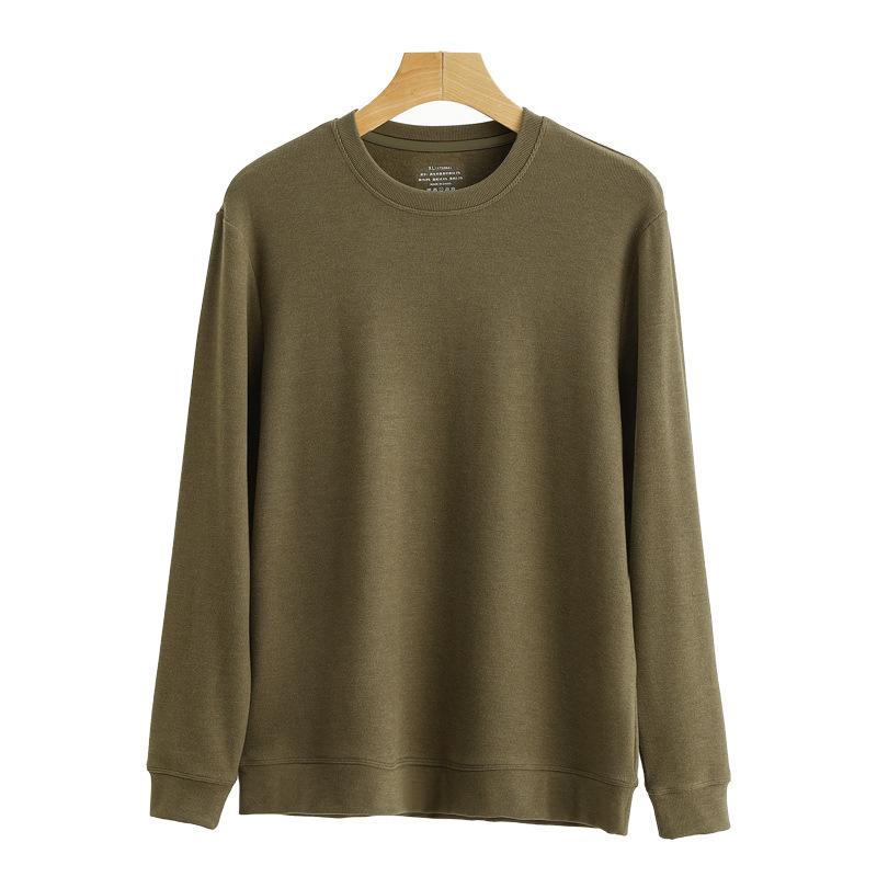 樂天商城 - メンズ Tシャツ カットソー 長袖 発熱 保温 インナー 肌着 男性用 A類 デロン 丸首 ストレッチ 伸縮性 部屋着 普段使い 無地 秋冬