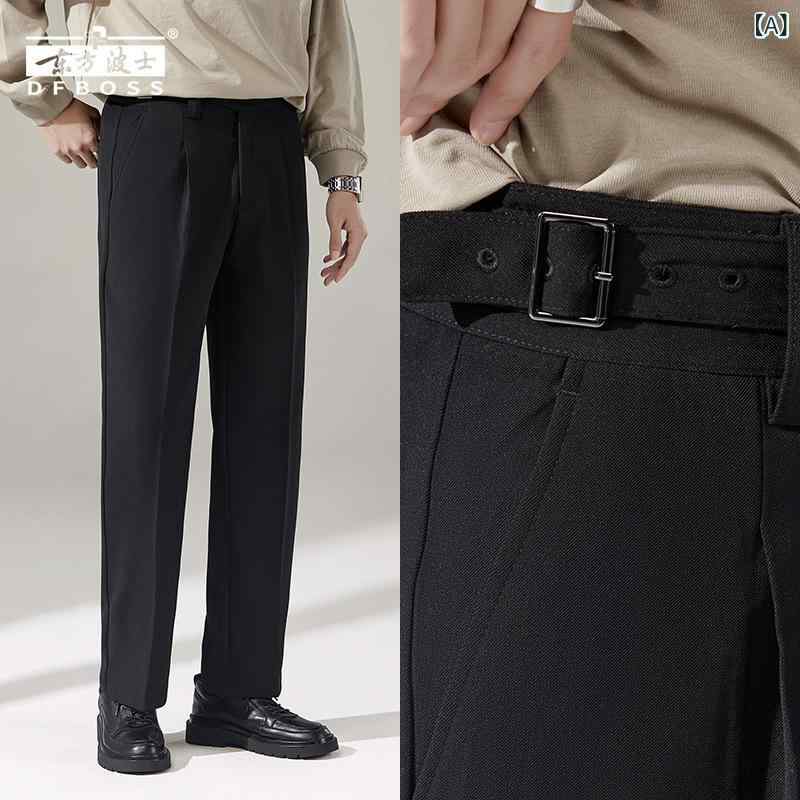メンズ テーパードパンツ リラックスフィット イージーパンツ 春秋 ブラック 無地 ボタン飾り ストリート(x2)
