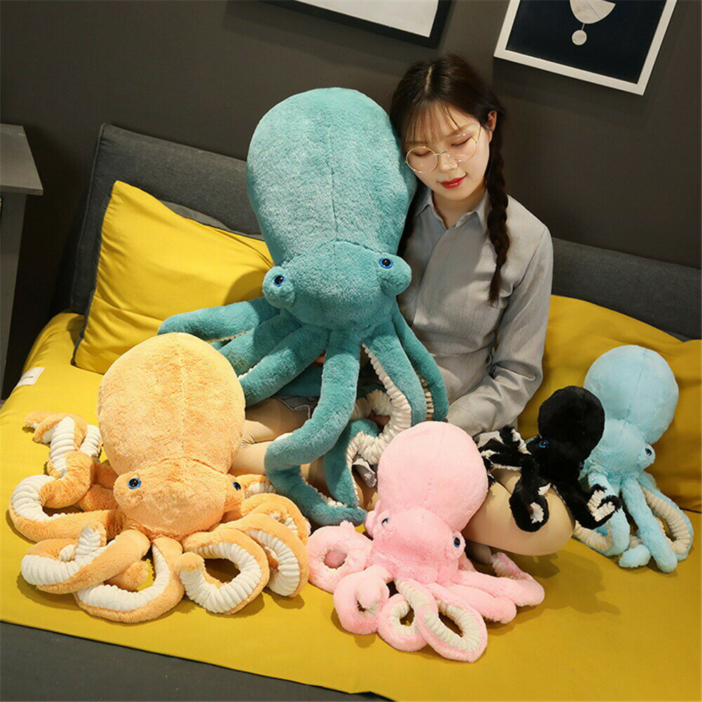 送料無料 90cm ぬいぐるみ 全5カラー タコ たこ 抱き枕 クッション インテリア 大きい 子供 おもちゃ 動物 可愛い かわいい 彼女に ふわふわで癒される 柔らか 心地いい プレゼント 楽天海外通販