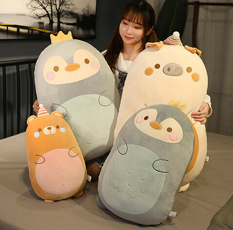 Rakuten - 送料無料 60cm ぬいぐるみ 全4デザイン 恐竜 ディノサウルス クマ 熊 ベア bear ブタ pig ペンギン penguin 抱き枕 クッション インテリア 大きい 子供 おもちゃ 動物 可愛い かわいい 彼女に ふわふわで癒される 柔らか 心地いい プレゼント 楽天海外通販