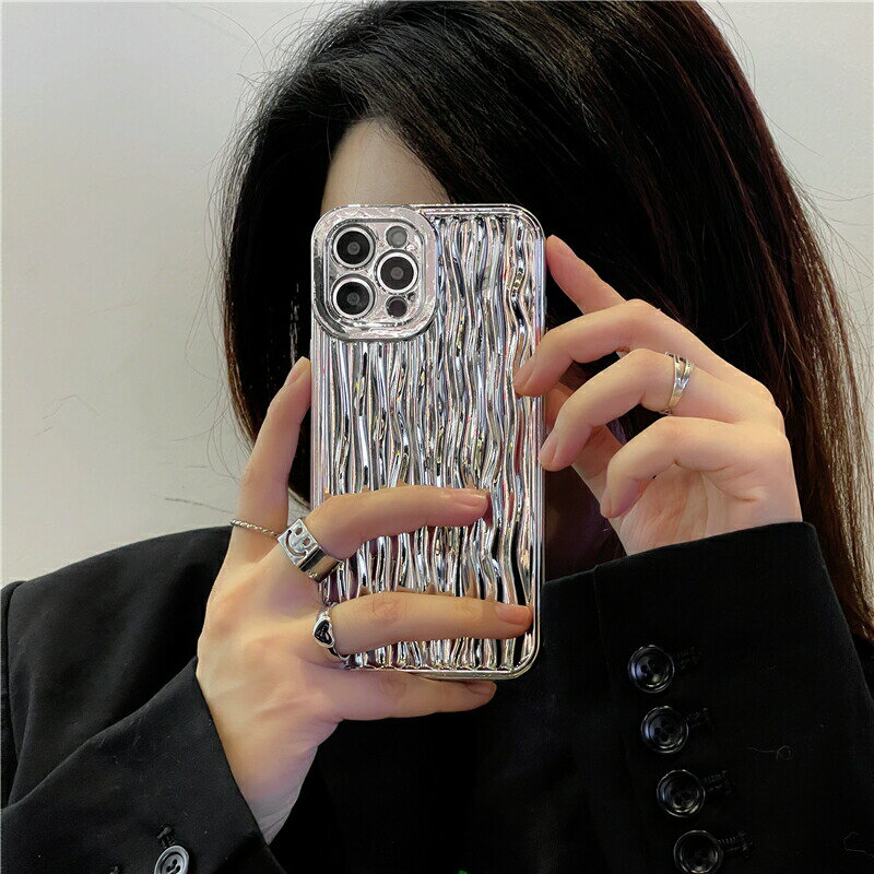 乐天商城 - 送料無料 iPhone14 ケース 互換品 シルバー silver 波あと water pattern 高級感 レンズカバー アイフォン11 14plus 14promax 12 iPhone 12promax XSMax Pro XR 13promax XS X 13Pro 13 14pro スマホケース カバー 耐衝撃 楽天海外通販