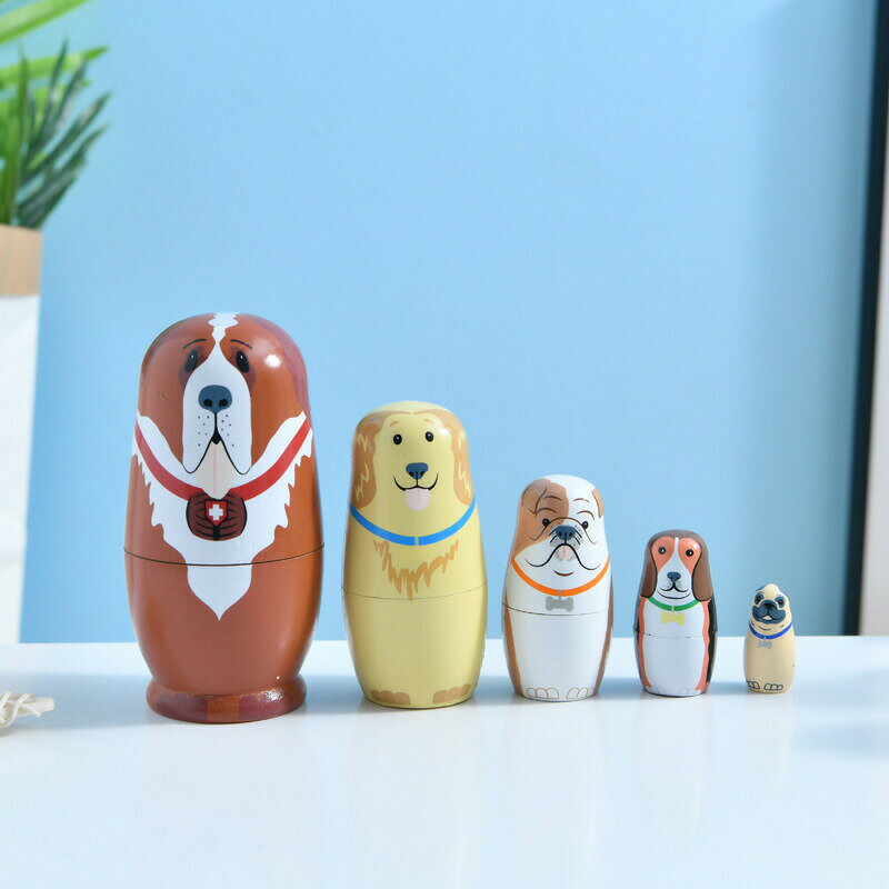Rakuten - 人形 マトリョーシカ オブジェ 5個組 木工品 くるみ割り人形 置物 木製 工芸品 木製品 ギフト プレゼント かわいい インテリア 手描き 北欧雑貨 おしゃれ おもちゃ 飾り 誕生日 子供 ハロウィン 楽天海外通販