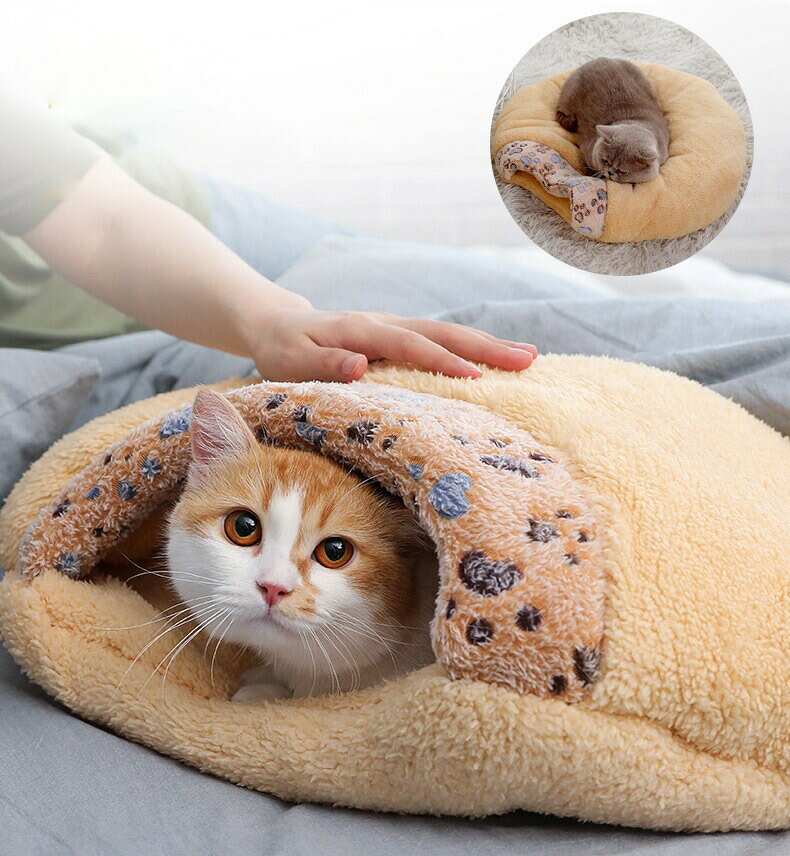 送料無料 ペット用寝袋　ペットクッション　保温防寒 あったか　猫ハウス 猫用　猫...