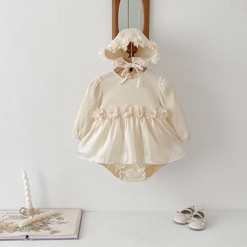 【送料無料】花付きロンパース 女の子 カバーオール ベビードレス 夏服 子供服 ベ...