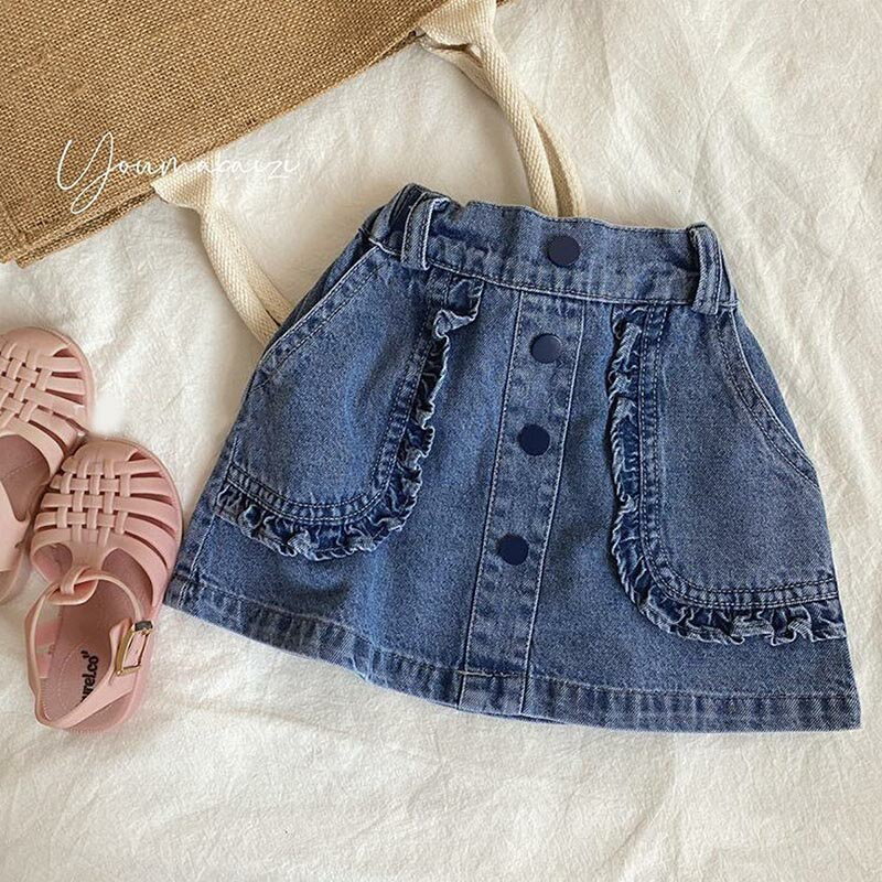 送料無料 女の子 デニムスカート 台形スカート かわいい タイトスカート 子供服 デニム キッズ デニムミニスカート ミニ丈 ショート丈 春着 夏着 秋着 通学着 ファッション 誕生日 プレゼント 子ども服 スカート 80-130cm 楽天海外通販