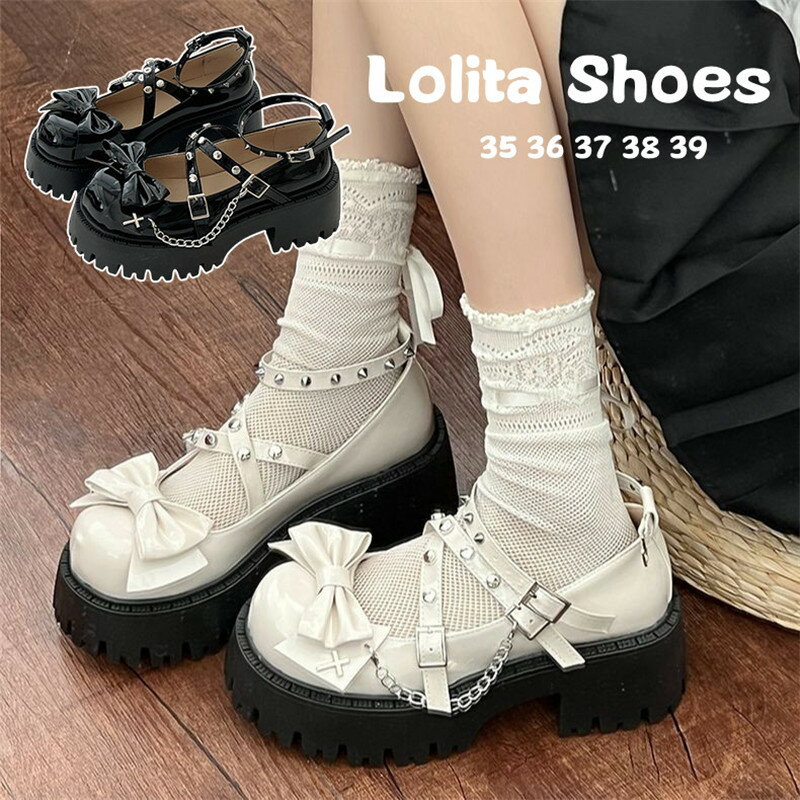 Pumps - ロリータ 靴 レディース 厚底パンプス ローファー コスプレ パンプス 厚ヒール お嬢様風ロリータ靴 ゴスロリ 可愛い ロリータ コスプレ 女の子用 ロリータパンプス シューズ 女の子靴 ロリ姫靴 ロリータ靴 フォーマル お茶会 通勤 楽天海外通販