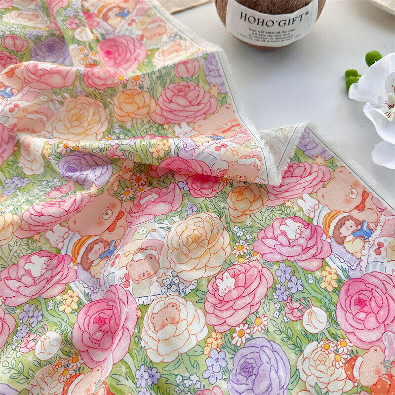 Rakuten - 送料無料 生地 布 手芸 裁縫 DIY 花たっぷり おしゃれ 親子服 ホームウェア ハンドメイド コットン100% 手作り DIY生地 座布団 手提げバッグ テーブルロス ソファカバー クッションカバー ショッピングバッグ カーテン 小物づくり 幅140cm*90cm 完成品なし 楽天海外通販