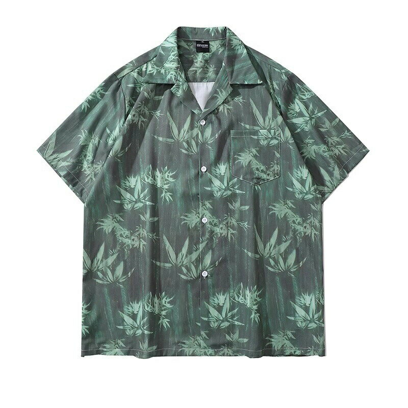 Rakuten - 送料無料 アロハシャツ メンズ 半袖シャツ 薄手 トップス 夏服 ビーチ リゾート 竹柄 植物たっぷり ハワイアン 海外旅行 メンズシャツ ルームウェア 男女兼用 海辺 サマーシャツ カップル ゆったりカジュアル シャツ 開襟シャツ 楽天海外通販