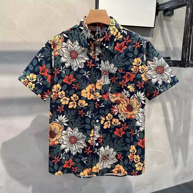 乐天商城 - 送料無料 アロハシャツ メンズ 半袖シャツ 薄手 トップス 夏服 ビーチ リゾート 花柄 花たっぷり ハワイアン 海外旅行 メンズシャツ ルームウェア 男女兼用 海辺 サマーシャツ カップル ゆったりカジュアル シャツ 開襟シャツ 楽天海外通販