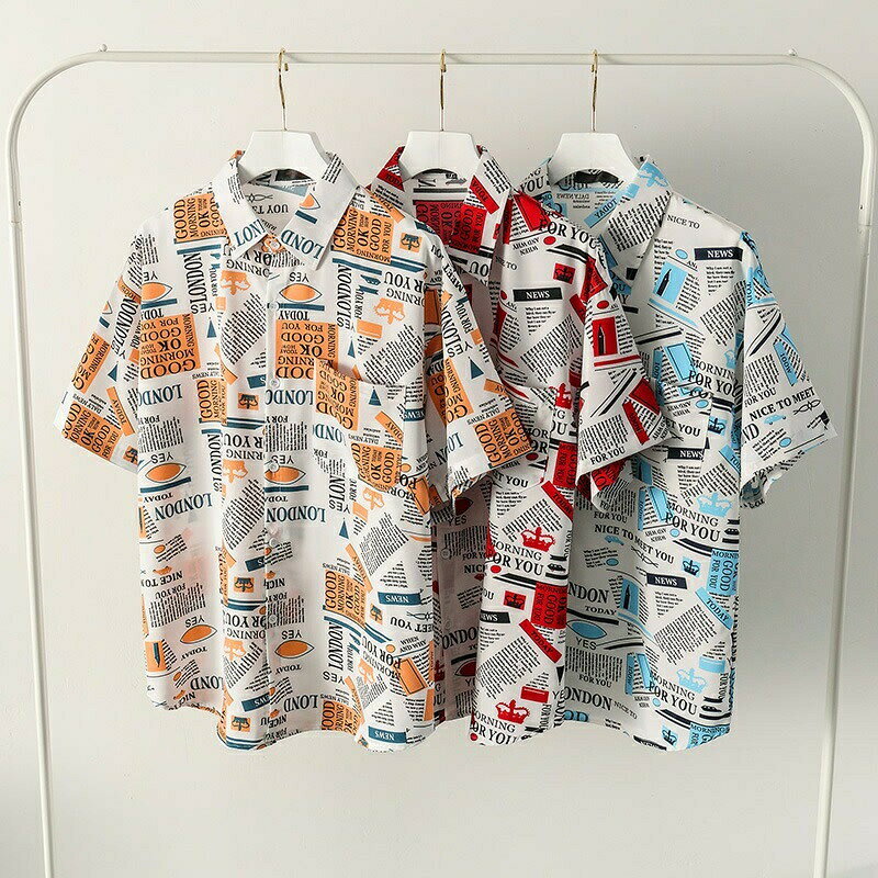 送料無料 アロハシャツ メンズ 半袖シャツ 薄手 トップス 夏服 ビーチ リゾート レトロ 英文字 たっぷり ハワイアン 海外旅行 メンズシャツ ルームウェア 男女兼用 海辺 サマーシャツ カップル ゆったりカジュアル シャツ 開襟シャツ 楽天海外通販