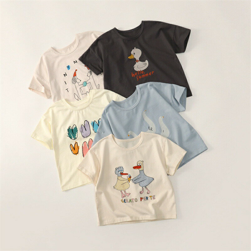 樂天商城 - 送料無料 子供 ティーシャツ 半袖tシャツ クマ 薄い 夏服 キッズ 90-140cm 男の子 女の子 丸首 動物柄 幼児服 子供tシャツ ジュニア 男女兼用 北欧 可愛い 柔らかい 子ども用服 通学 普段着 夏 小学生 幼稚園 保育園 小学生 楽天海外通販