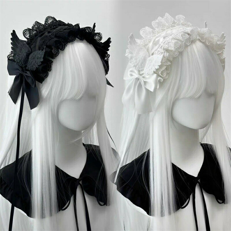乐天商城 - 送料無料 ロリータ ヘアアクセサリー 髪飾り レース ヘアバンド ゴシック サブカル風 ヘアアイテム lolita ゴスロリ メイド おしゃれ ヘッドドレス 超キュート メイドカフェ コスプレ ブラック ホワイト 楽天海外通販