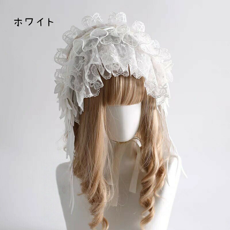 送料無料 ロリータ ヘアアクセサリー 髪飾り レース ヘアバンド ゴシック サブカル...