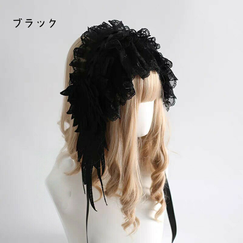 送料無料 ロリータ ヘアアクセサリー 髪飾り レース ヘアバンド ゴシック サブカル...
