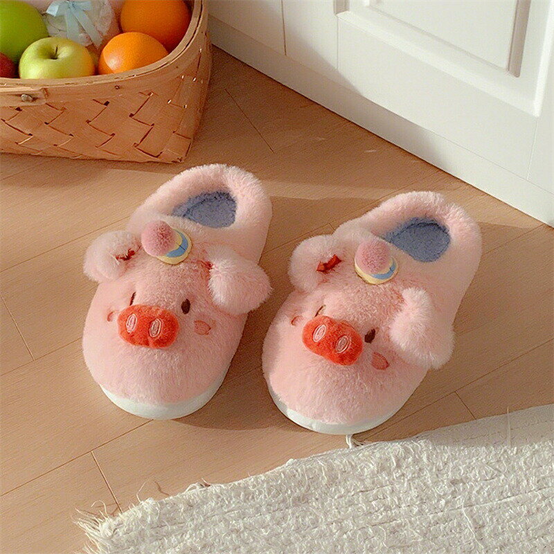 Rakuten - 送料無料 動物スリッパ 暖かい 大人用 ルームシューズ ファミリー モコモコ サンダル レディース 豚 PIG 冬 あったか おしゃれ オフィス 室内 履き ふわふわ 人気 秋冬用 防寒対策 かわいい クリスマス プレゼント 楽天海外通販
