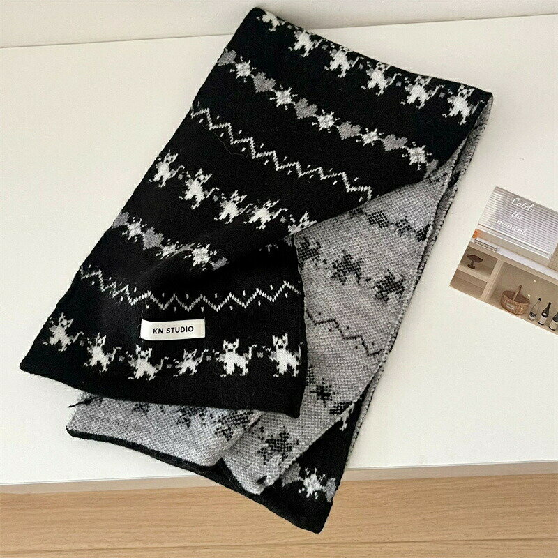 樂天商城 - 送料無料 フェアアイランド風 マフラー ストール 女性用 女の子 オシャレ ジャカード編み ショール ネックウォーマー スカーフ 雰囲気アップ 冬物 防寒 保温 通勤 通学 お誕生日 プレゼント 楽天海外通販