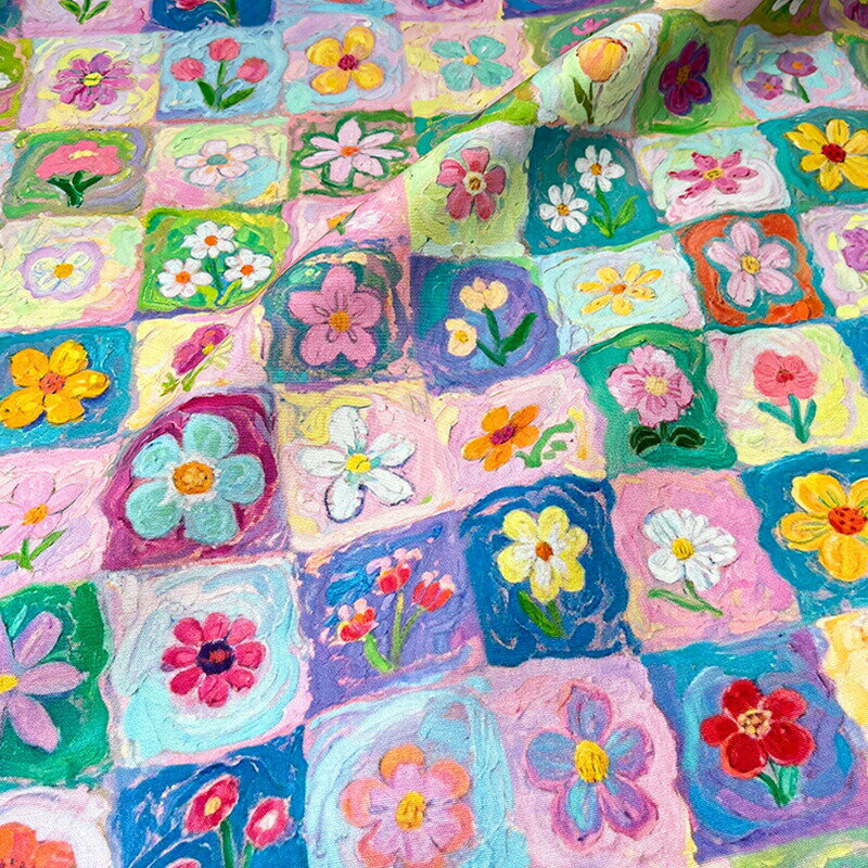送料無料 生地 布 手芸 裁縫 背景シート 花柄 flower カラフル おしゃれ ハンドメイド 手作り DIY生地 座布団 テーブルロス クッションカバー ソファカバー 枕カバー ショッピングバッグ 小物づくり 幅140cm*90cm 完成品なし 楽天海外通販