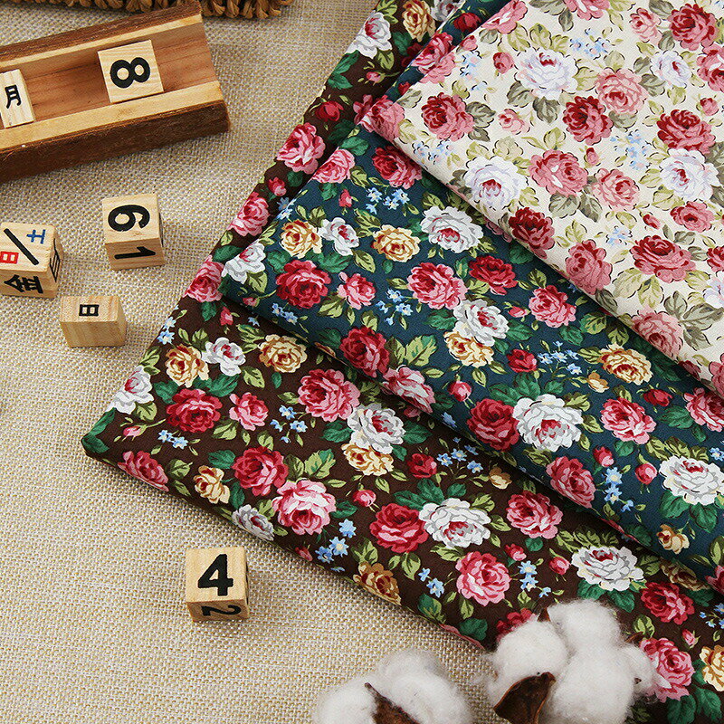 Rakuten - 送料無料 生地 布 手芸 裁縫 DIY レトロな花柄 ローズ おしゃれ ハンドメイド 綿100％ 手作りDIY生地 春夏のワンピース シャツ キャミソールの素材 お洋服 シャツ ワンピース 小物づくり カーテン 大人服 子供服向け 幅140cm*長さ190cm 楽天海外通販