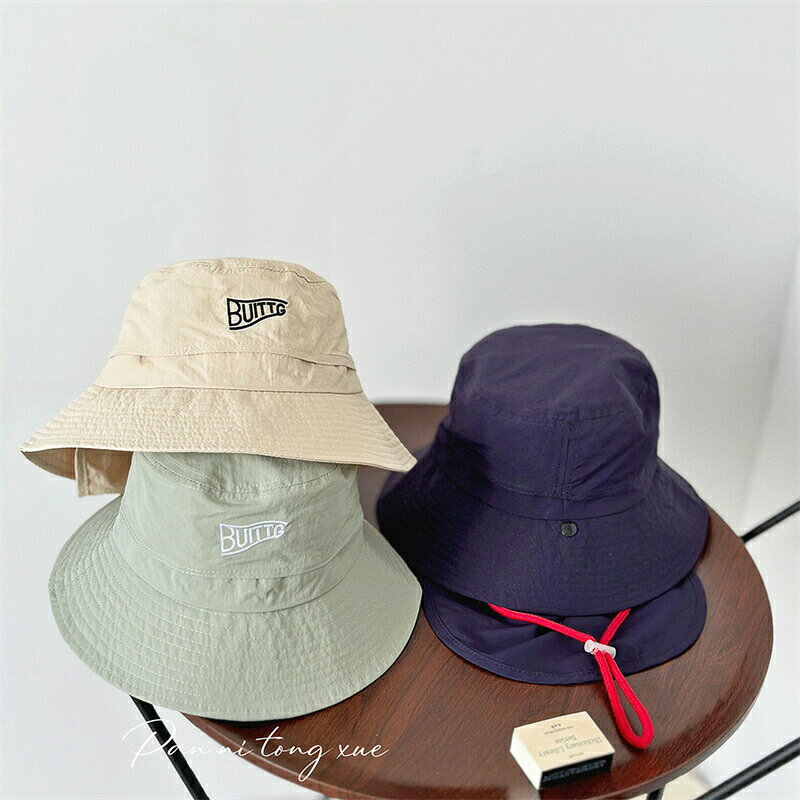 P-NEEDSの送料無料 子供用 夏用 無地 バケットハット 男女兼用 つば広ハット 速乾 防水 UVカット サファリハット キャップ あご紐付け ネックガード ぼうし かわいい お出かけ 通園 保育園 紫外線対策 折りたためる ハイキング アウトドア 海遊び 旅行 遠足 楽天海外通販｜アングル2