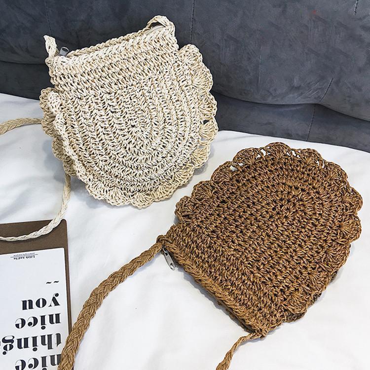 Tote Bag Type - かごバッグ レディース ショルダーバッグ 斜めがけ　麦わらバッグ ピクニック 海 ビーチ 夏バッグ 麦わらバッグ 軽量 かわいい 草編みバッグ