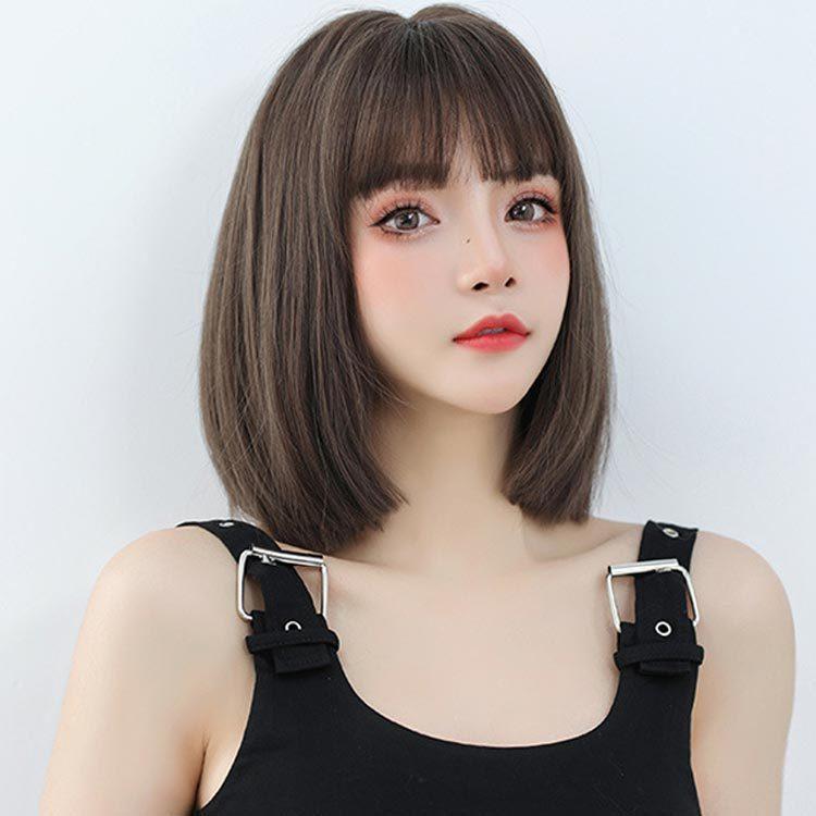 P-NEEDSのウィッグ ボブ セミロング フルウィッグ かつら レディーズ ストレート 自然 用 小顔効果 原宿系 ぱっつん前髪 日常用 お洒落｜アングル2