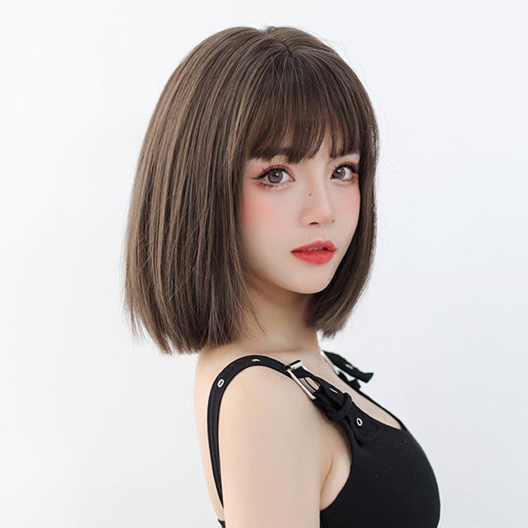 P-NEEDSのウィッグ ボブ セミロング フルウィッグ かつら レディーズ ストレート 自然 用 小顔効果 原宿系 ぱっつん前髪 日常用 お洒落｜アングル3