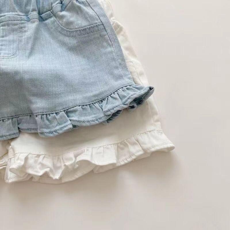 送料無料 女の子 子供服 ジーンズ ショートパンツ 裾フリル デニムショートパンツ ...