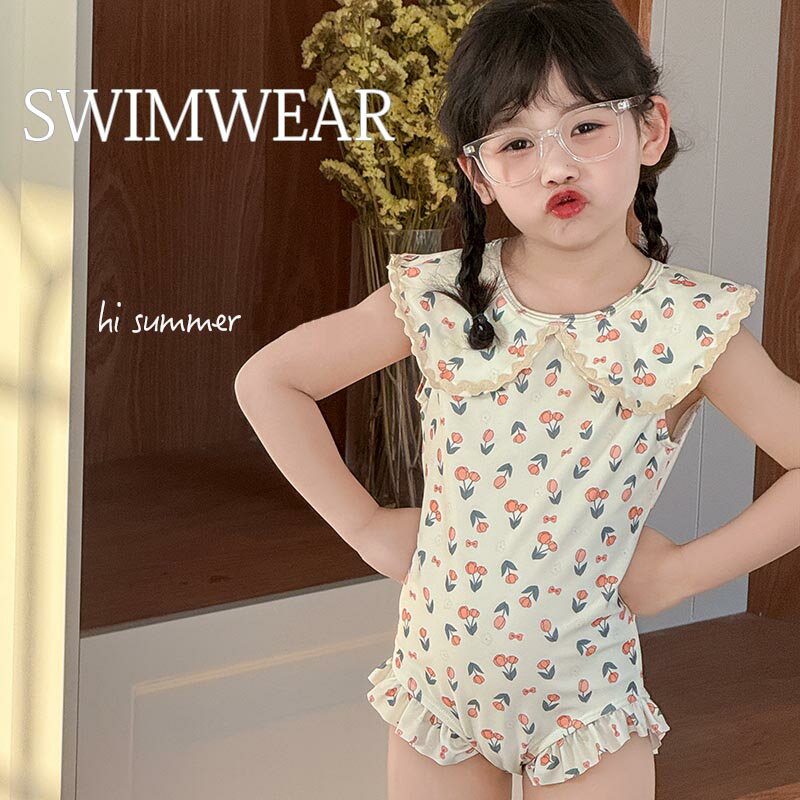 樂天商城 - 送料無料 水着 女の子 ワンピース 花柄 子ども 子供 水着 襟フリル プリンセス ベビー水着 女児 子供用 こども 女子 みずぎ かわいい 赤ちゃん 80 90 100 110 120 130 140cm キュート かわいい みずぎ プール 可愛い 楽天海外通販