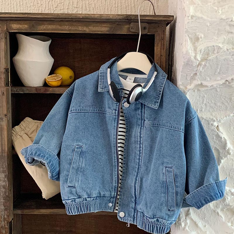 Rakuten - 送料無料 子供服 コート デニムコート デニムジャケット アウター 子供ジャケット 春夏秋 子供服 ショートジャケット スプリングコート トップス キッズ ジュニア 女の子 春 秋 冬 通園 通学 90cm-140cm 長袖 コート ダンスウェア ステージ衣装 ゆったり　楽天海外通販