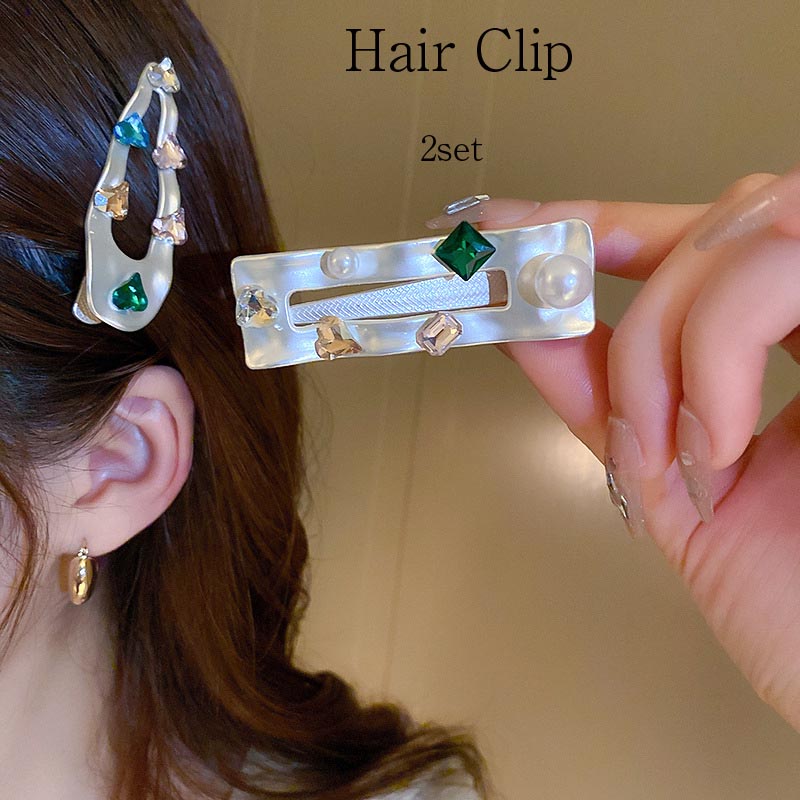 樂天商城 - 送料無料 ヘアピン ラインストーン付きクリップ 2点セット ヘアクリップ 留め ヘアアクセサリー 高品質 アレンジ 大きめ カラフル しっかり留まる まとめ髪 カジュアル デイリー クリップ 大人 シンプル 可愛い お洒落 楽天海外通販