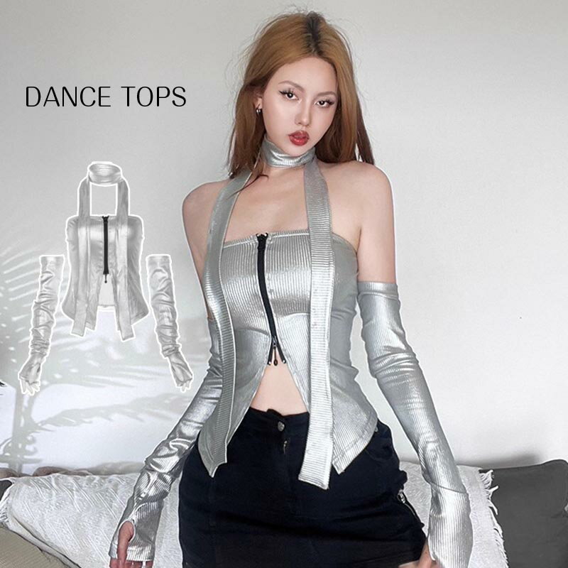 樂天商城 - 送料無料 ダンス トップス キラキラ ダンス 衣装 ヒップホップ ショート タンクトップ ショート丈 ノースリーブ レディース トップス シンプル スポーツ かっこいい HIPHOP ステージ衣装 DS演出服 練習着 おしゃれ ガールズ ジュニア 楽天海外通販