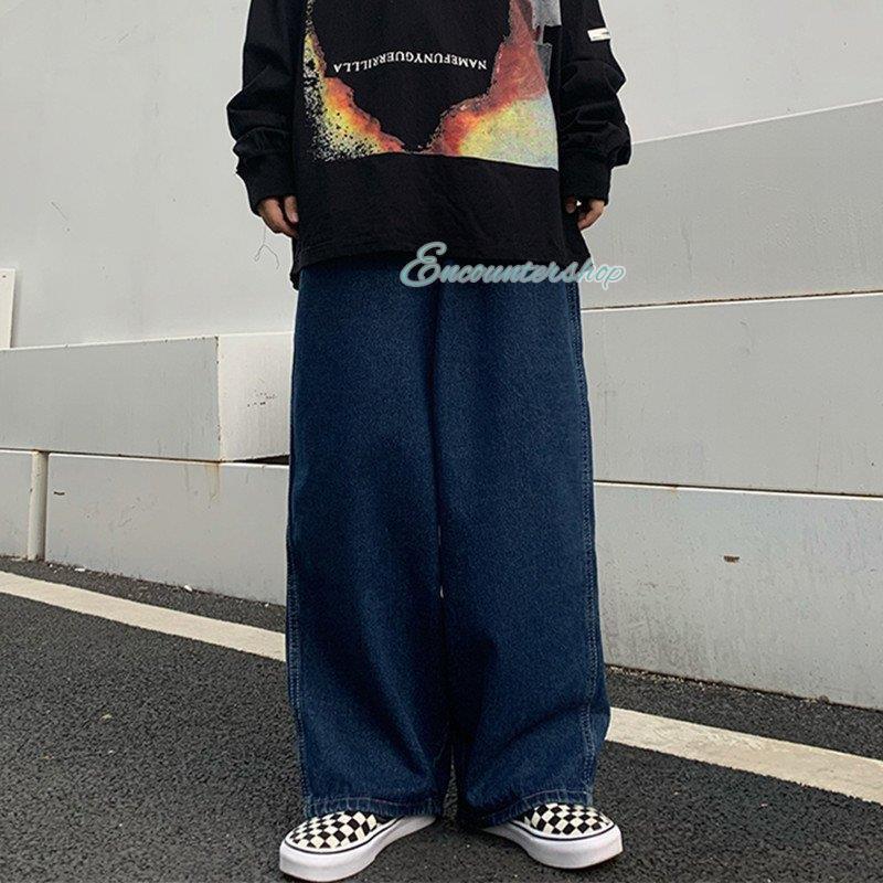 Rakuten - 極太 デニムパンツ メンズ ジーンズ ルーズフィット B系 ヒップホップ ワイド ストリート系 HIPHOP バギーパンツ 大きいサイズ ゆったり