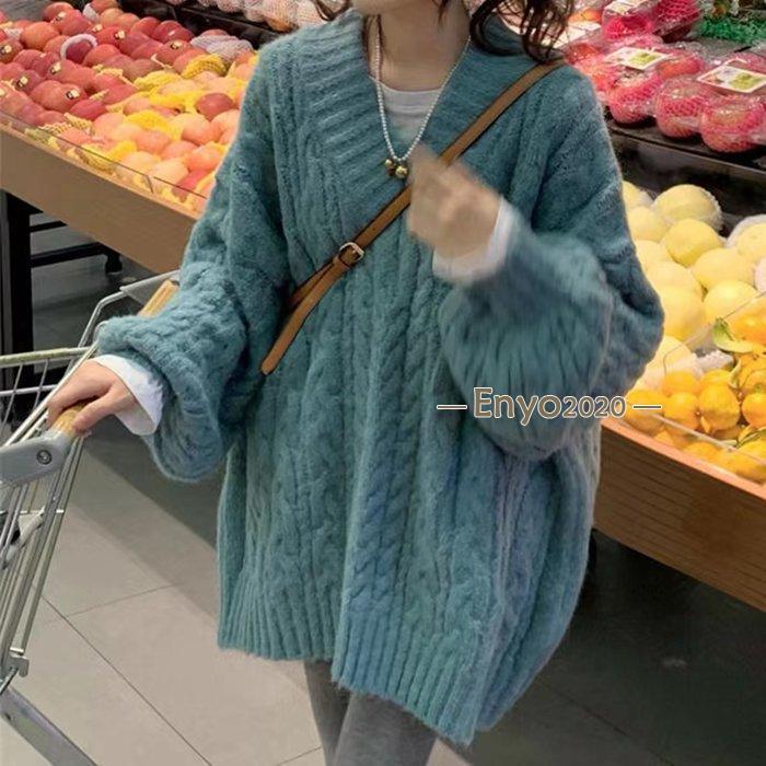 乐天商城 - ニット セーター レディース ニットセーター Vネック トップス プルオーバー 厚手 防寒 無地 長袖 秋物 冬物 通勤 通学 シンプル