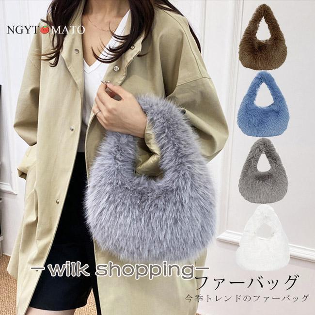 Rakuten - ファーバッグ レディース ミニバッグ 手提げけバッグ ハンドバッグ ボア ふわふわ もこもこ エコファー 手持ち シンプル 軽量 おしゃれ 可愛い 秋冬 韓国風