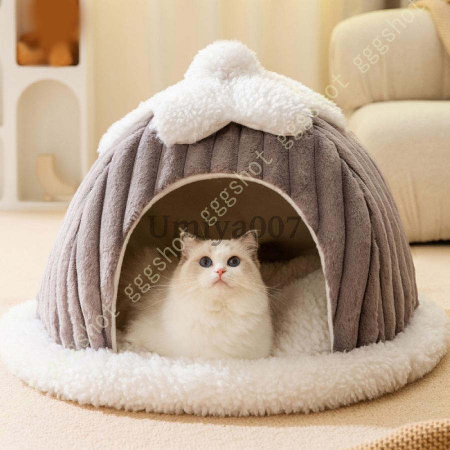 ペットの期待に応えましょう◆小型犬 猫用 ペットハウス1、ペットのための理想的な感謝祭とクリスマスギフト。2、適用対象：全種類の猫、トイプードルやチワワ、ミニチェアダックス、ポメラニアン、ヨークシャー・テリア、ミニチュア・シュナウザー、シー・ズー、マルチーズ等の小型犬、うさぎなどの小動物対応できます。◆オールシーズンネコちゃんや小型犬におすすめの通年タイプのベッドです。秋冬の寒さ対策はもちろん夏場のエアコンの冷え対策にも大活躍、季節を問わずオールシーズンお使いいただけます。◆アンゼン感十分子犬や小型犬やにゃんこなどにおすすめ底部にすべり止め加工と防湿材料を採用して、床の湿気を遮断でき、ペットの健康を保証できます。◆水洗寒さに耐えるペット寝袋水洗いOKで、ペットの巣掃除が簡単。手で洗っても洗濯機で洗ってもいいタイプのペットの猫ハウスなので、汚れたら、綺麗に洗濯できます。□ペットベッドサイズSサイズ：35*35*32CM（推奨体重3kg以下）Mサイズ：45*45*40CM（推奨体重8kg以下）Lサイズ：50*50*50CM（猫：数匹）