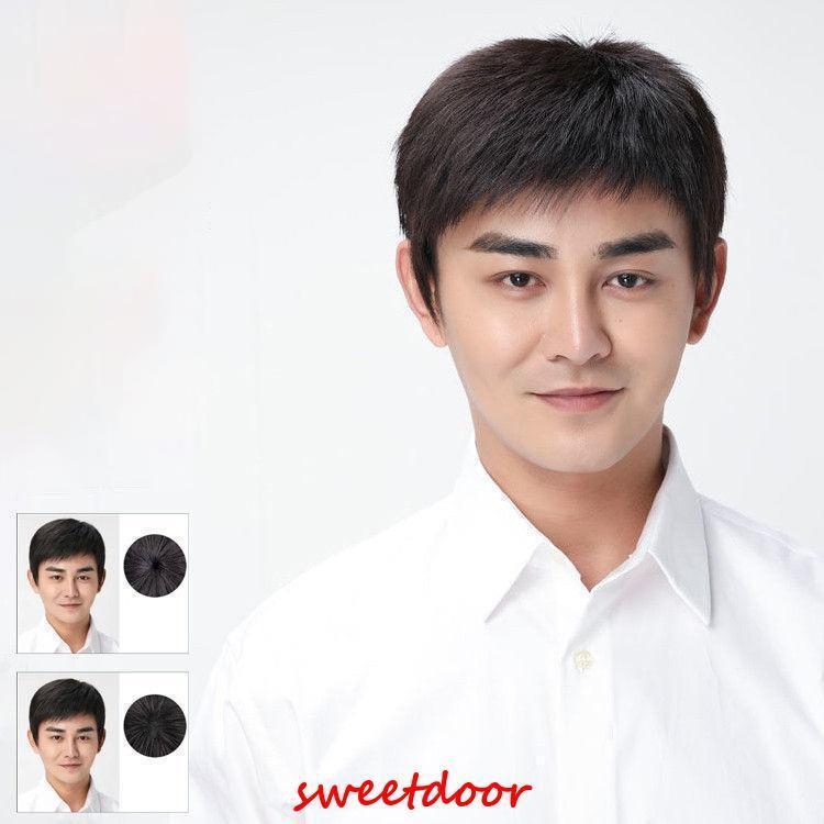 Wigs - 人毛100 メンズウィッグフルウィッグ 男性用ウイッグ 耐熱ウィッグウィッグネット付き ショート 自然 ウイッグ エクステンション かつら イメチェン