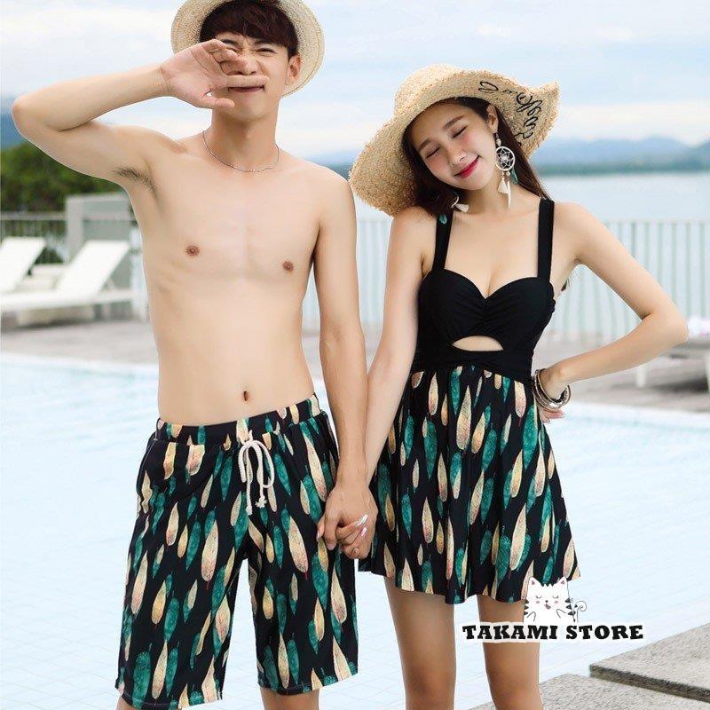 Women's Tankini Swimsuits with Leaf Pattern, Men's Swimsuits, Beach Shorts, Surf Shorts, Swimwear for Men and Women, Honeymoon, Overseas Trip, Couple Swimsuits, Matching Swimsuits