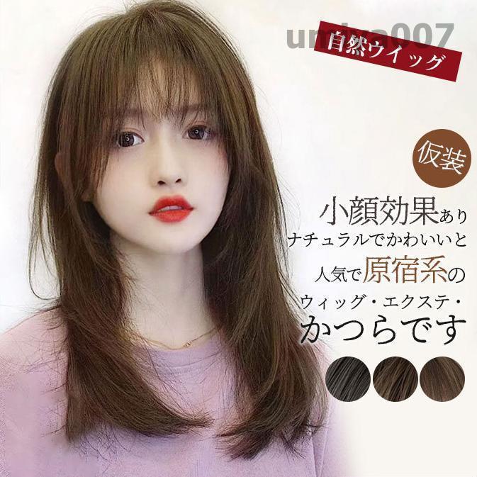 ウィッグ セミロング ミディアム かつら フルウィッグ 自然ウイッグ レディース ストレート コスプレ変装 仮装 メッシュ パーティー カール