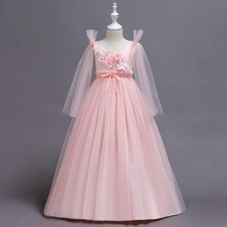 樂天商城 - 子供ドレス 子ども ジュニア ドレス レース 女の子 ロングドレス kids dress 120cm 130cm 140cm 150cm 160cm 都喜tokits