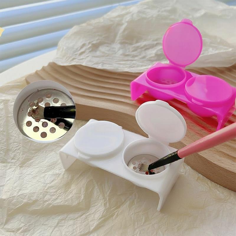 ダッペンディッシュ フタ付き ネイルアート用品 筆洗浄カップ 蓋付き 2連 ダブル ジェルネイル 筆洗い 水入れ リキッド 液体 アクリルネイル tokits 都喜 2
