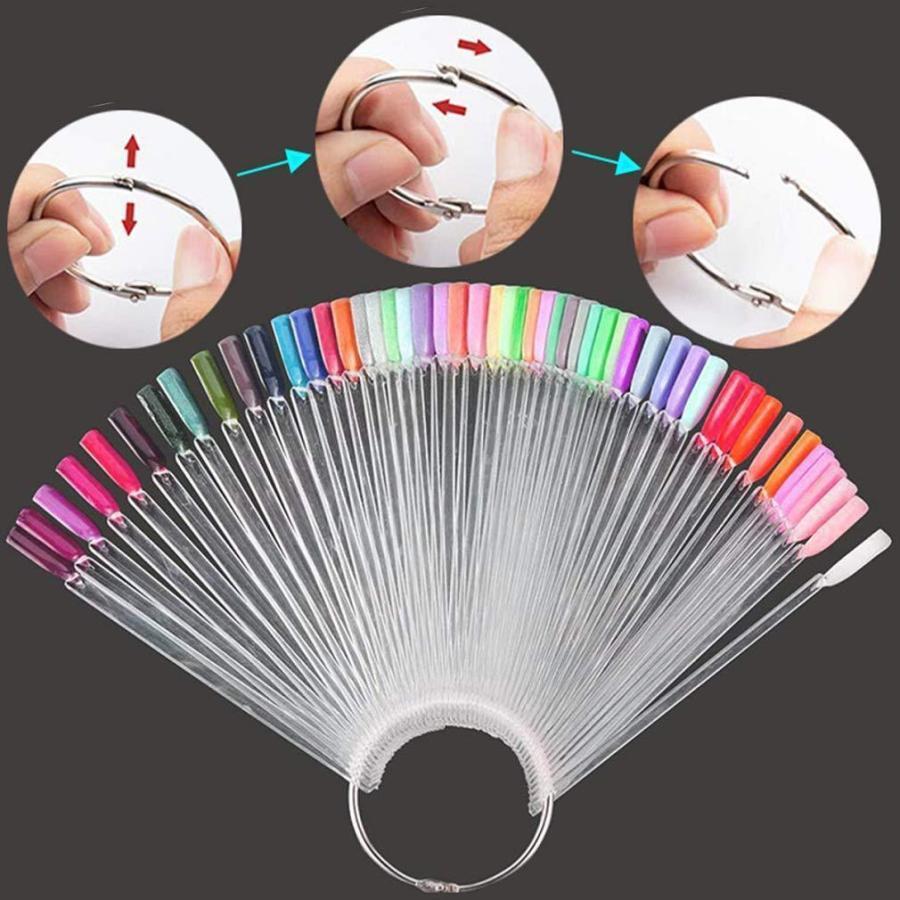 カラーチャート ネイルチャート 50本 ネイルアート用品 リング付き 見本 ディスプ...