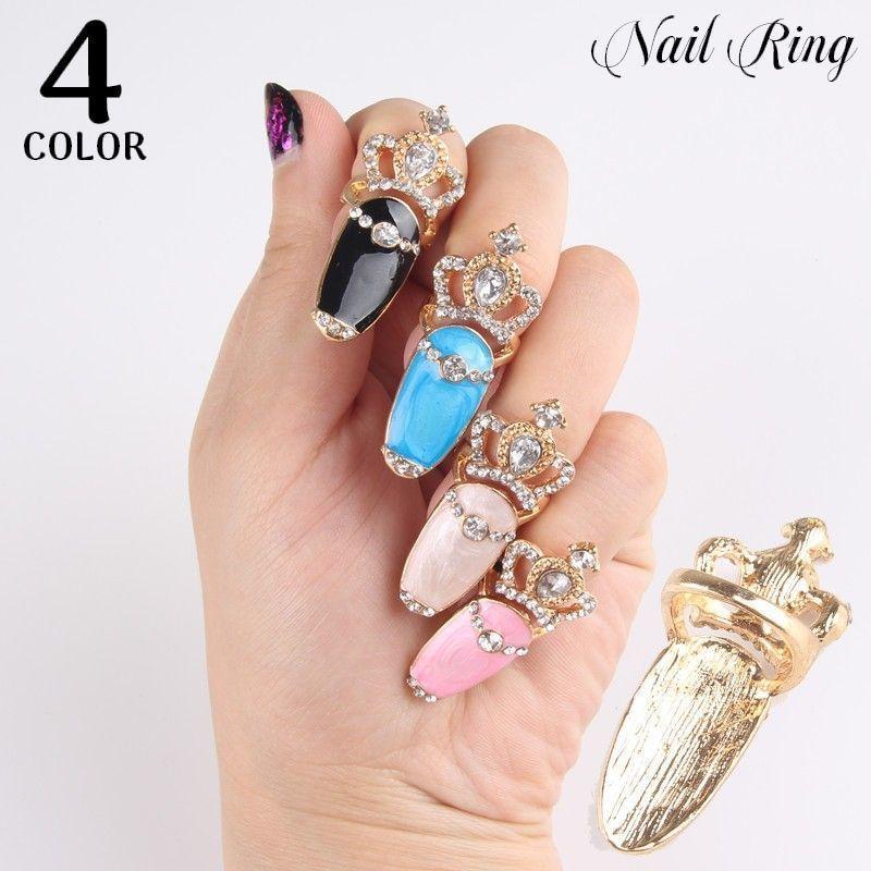 Nail Seal - ネイルリング チップリング レディース アクセサリー 爪の指輪 フィンガー 指先用 ラインストーン 王冠 キラキラ かわいい おしゃれ tokits 都喜