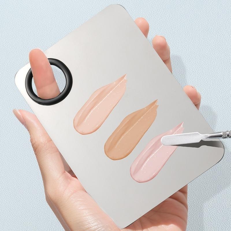 メイクアップパレット ネイルアートパレット スパチュラ付き 2点セット ミキシング ネイルアート用品 指穴付き 持ちやすい ファンデーション 口紅 ネ tokits 都喜 3