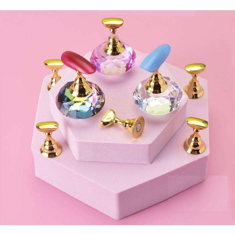 チップスタンド 5個セット ピンク クリア 宝石風 ネイルアート ネイルチップ ディ...