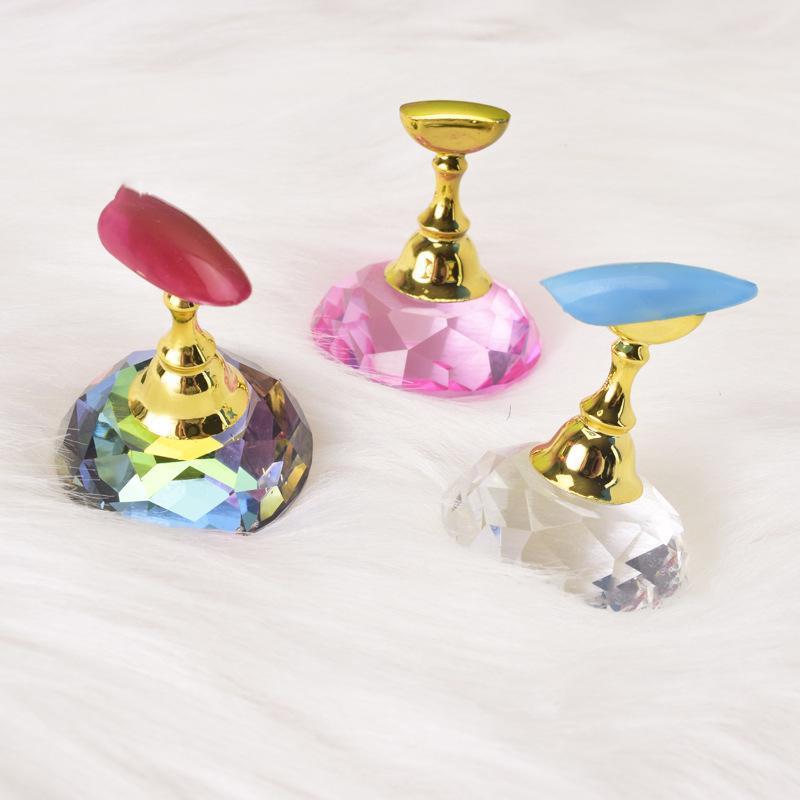 チップスタンド 5個セット ピンク クリア 宝石風 ネイルアート ネイルチップ ディ...