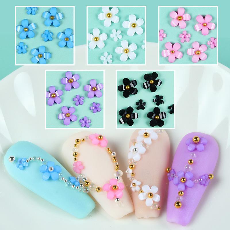ネイルパーツ 約200粒入り 3Dアート メタルパーツ メタリックパーツ 花 フラワー ...