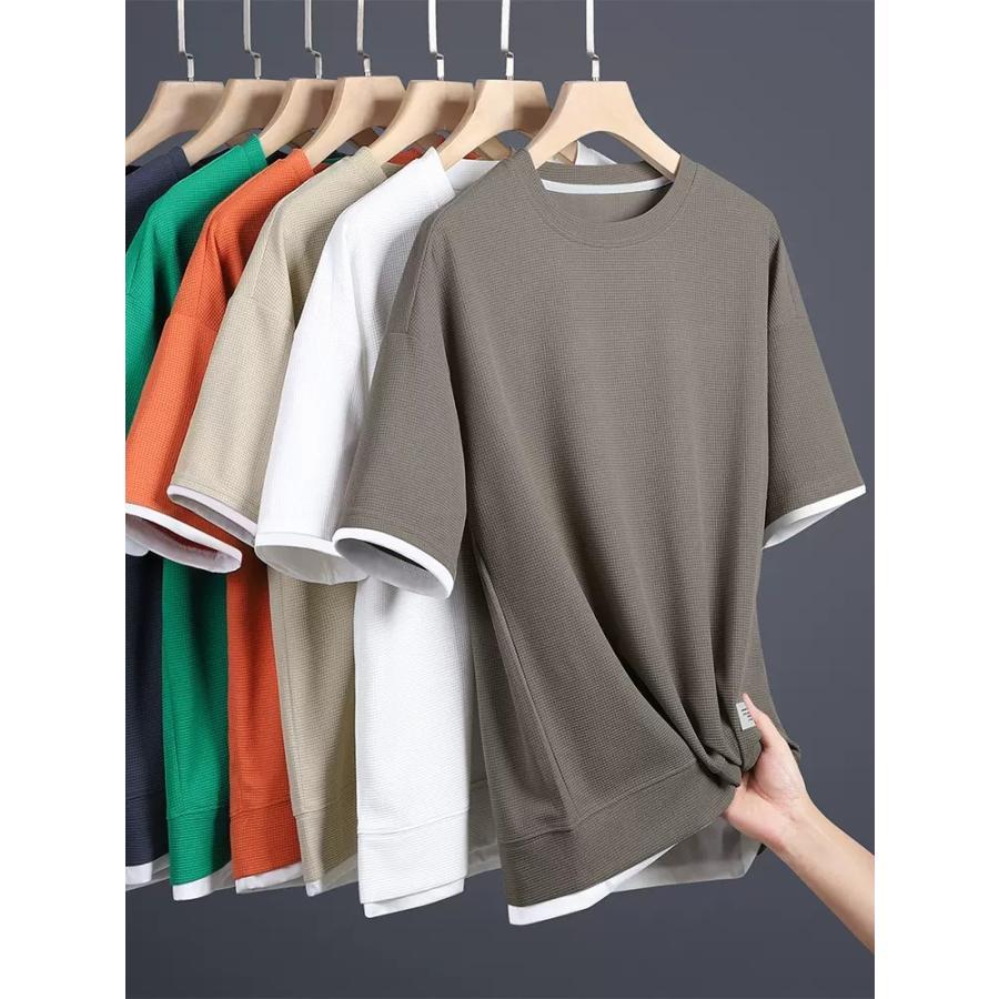 五分袖Tシャツ メンズ Tシャツ 半袖 無地Tシャツ クルーネック ティーシャツ ロゴT 夏 サマー 涼しい素材：ポリエステル100％★中国製※お使いの画面と実際のお色に若干の差がある場合がございます。※機械による生産過程におきまして、どうしても生地を織る際の糸の継ぎ目や多少のほつれ、または色ムラなどが生じている場合がございます。※ベルト、飾りやインナーなどは含みません。● メーカー希望小売価格はメーカーカタログに基づいて掲載しています