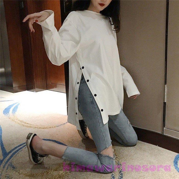 Rakuten - Tシャツ レディース 40代 秋冬長袖Tシャツ 白 スエットシャツ トレーナー おしゃれ ゆったり トップス 無地 プルオーバー カジュアル 可愛い 着痩せ30代50代
