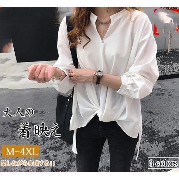 Other - ブラウス レディース シャツ 長袖 スキッパー Vネック プルオーバー シフォン トップス ゆったり きれいめ オフィス フォーマル おしゃれ 秋服