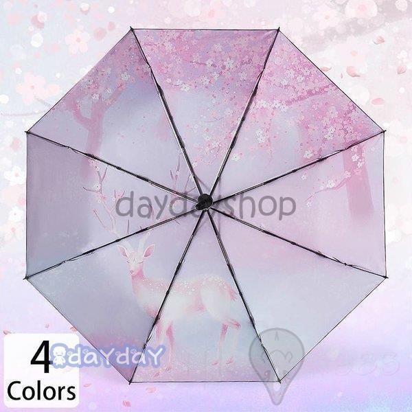 Unisex - 傘 レディース 可愛い 晴雨兼用 耐風 折りたたみ傘 折り畳み傘 ジャンプ おしゃれ 軽量 お花 フラワー 動物 桜 和柄 エレガント 涼し気 上品